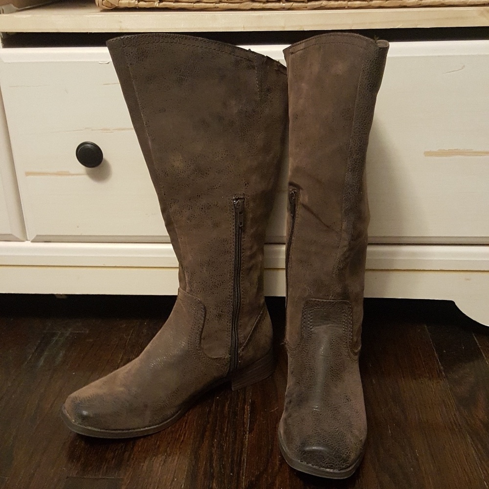 Rampage Tall Brown Distressed Boots NWOT